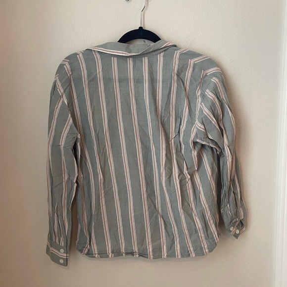 Eberjey Organic Sandwashed Willow Green Stripe Pajama Set S 100% Cotton - Picture 4 of 10